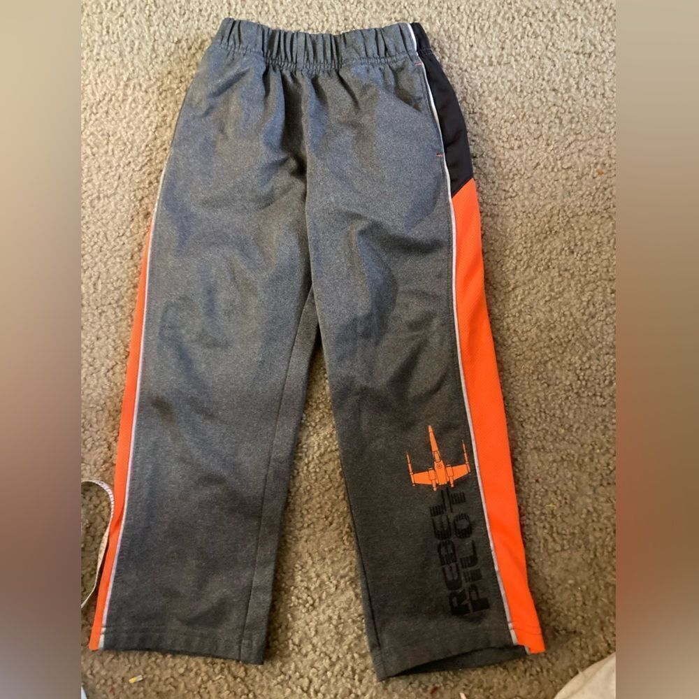 Boys Gray and Orange Disney Star Wars Sweatpants